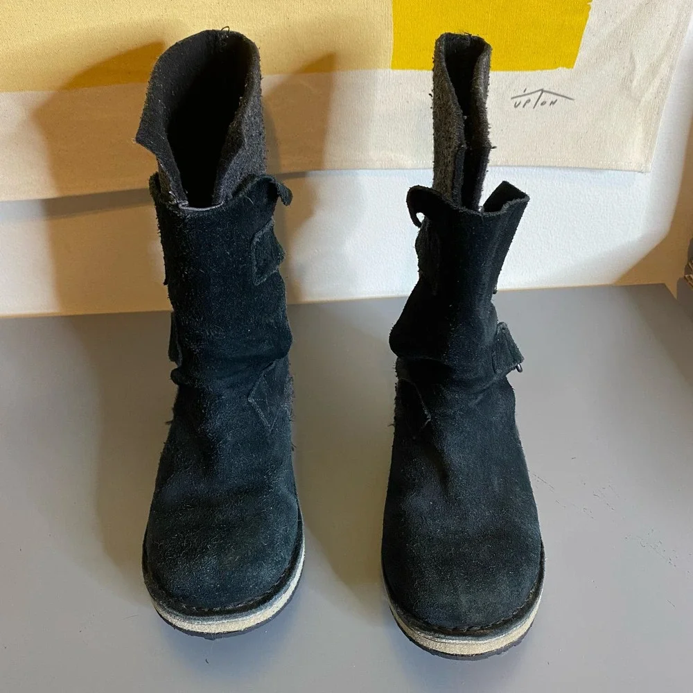 SOREL Kids Chipahko Black Gray Felt Suede Boots Size 1 - Picture 4 of 10